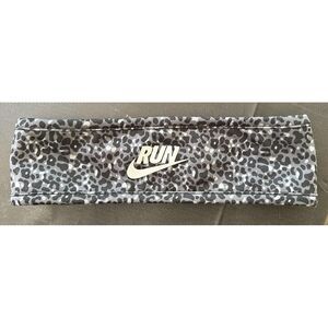 NIKE DRI-FIT RUN REVERSIBLE WOMENS HEADBAND‎ REFLECTIVE BLACK/GRAY ANIMAL PRINT